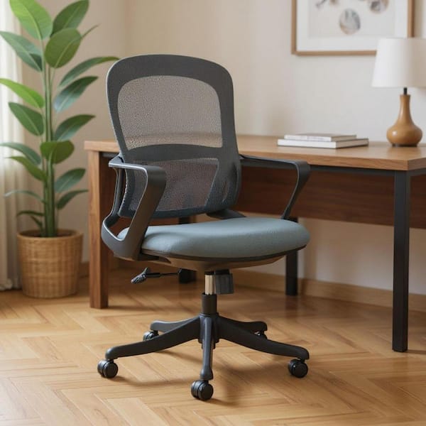 Fabric Ergonomic Chair in Black, Gray with Adjustable Arms