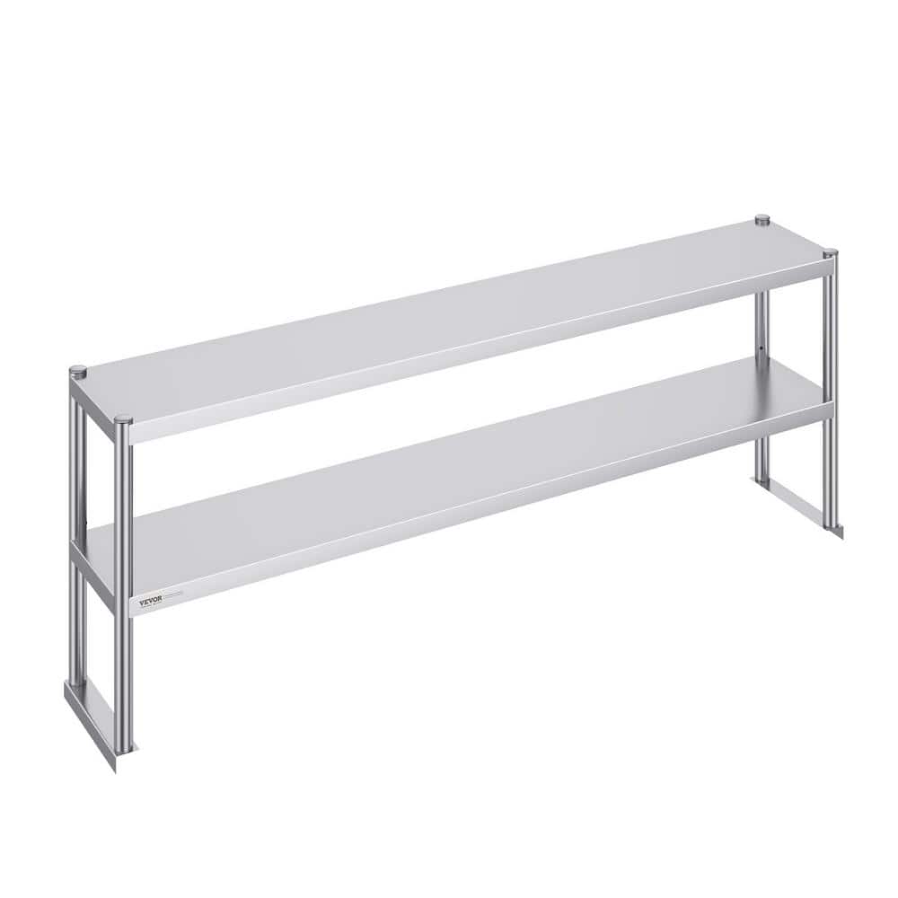 Adjustable Stainless Steel Double Tier Overshelf, 12 x 72 Inch