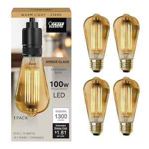 Feit Electric 100-Watt Equivalent ST19 Dimmable Straight Filament Clear ...