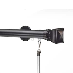 Tekno 25 - 132 in. Non-Adjustable 1-1/8 in. Single Traverse Window Curtain Rod Set in Black with Bling Finial