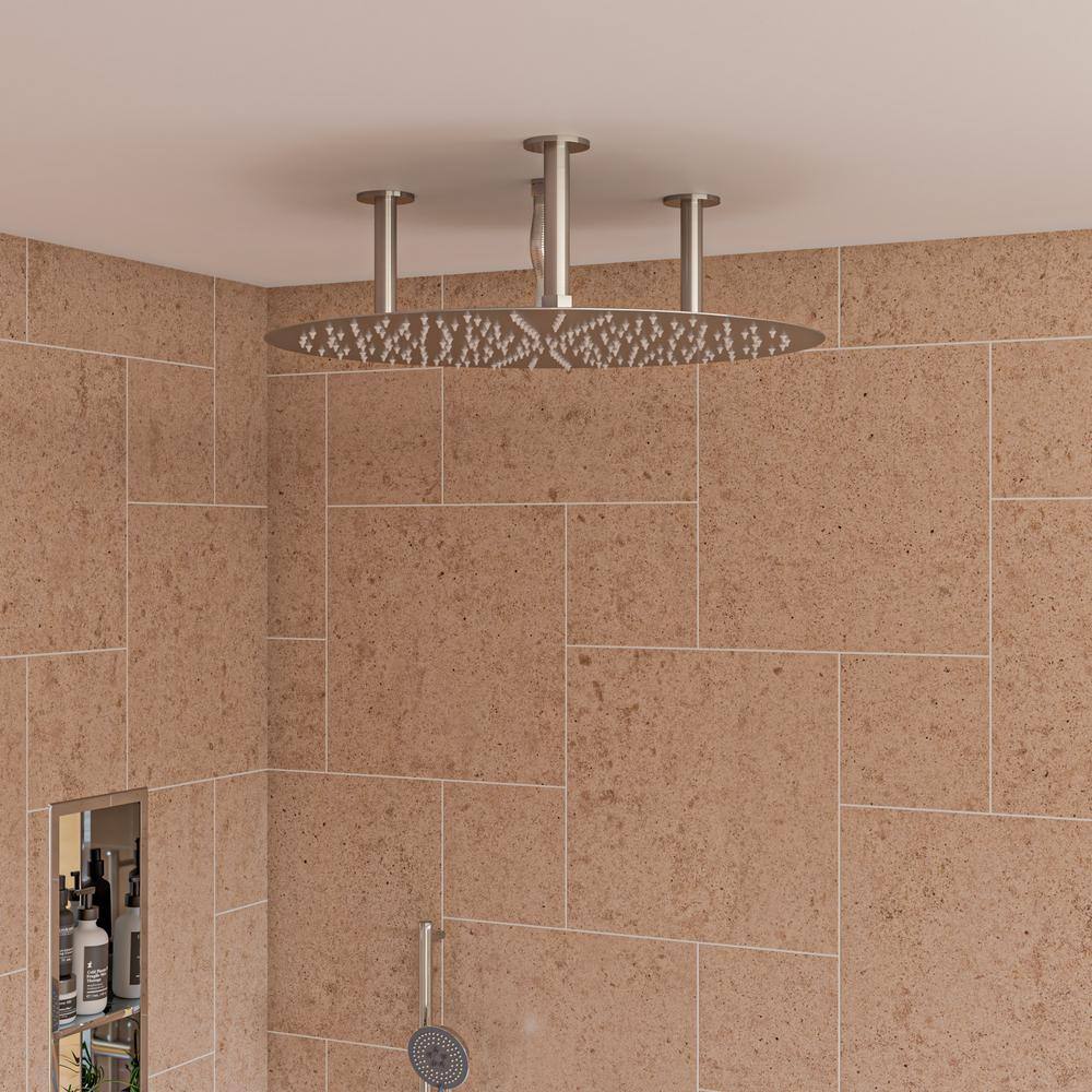 Ultra Thin 24" Brushed Stainless Steel Ceiling Mounted Rain Shower Head