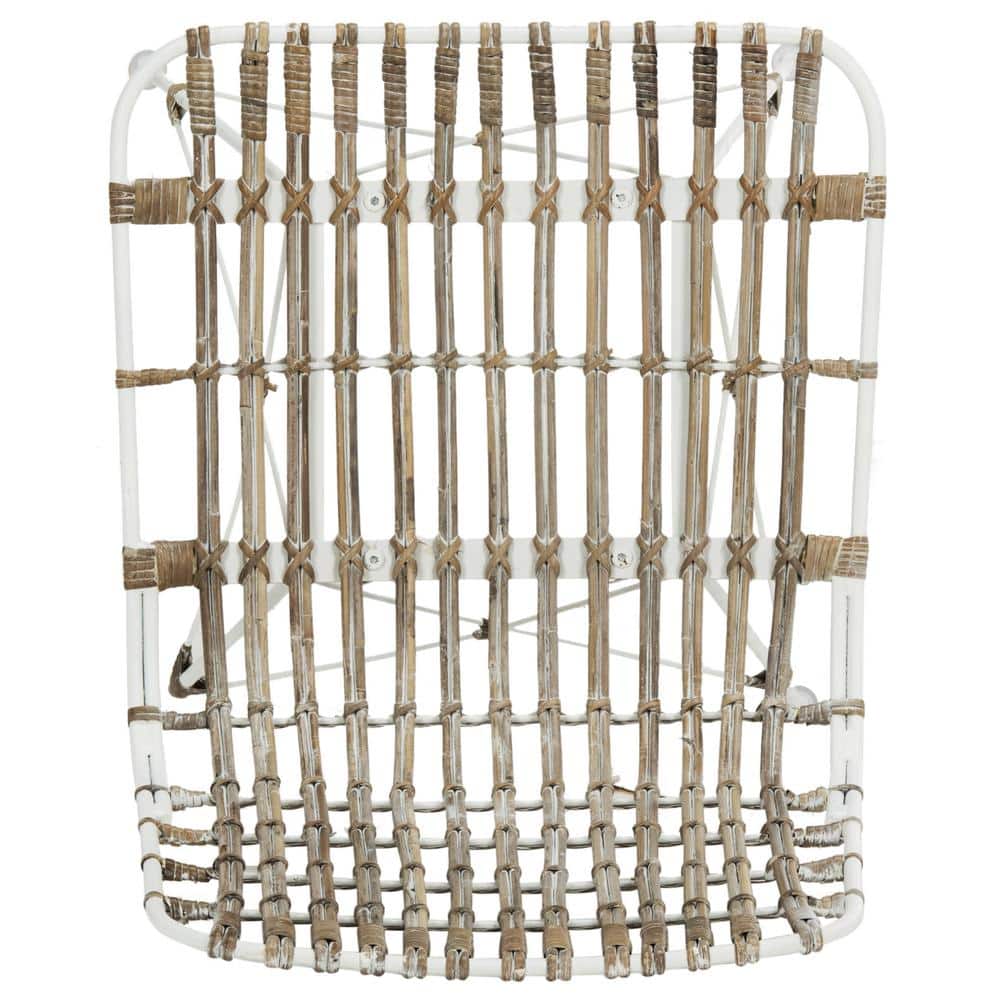 Minerva White Wicker and Metal Bar Stool Set of 2