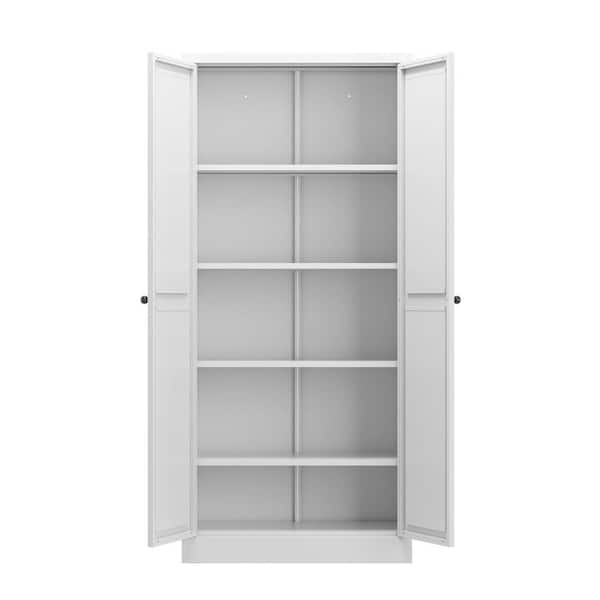 13.80 in. W x 27.60 in. D x 61.00 in. H White MDF Freestanding Linen Cabinet with 4-Shelves