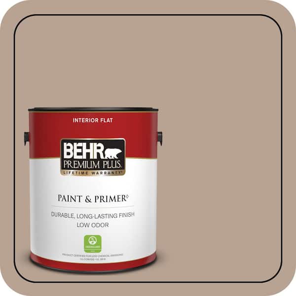BEHR PREMIUM PLUS 1 gal. #N190-4 Rugged Tan Flat Low Odor Interior Paint & Primer