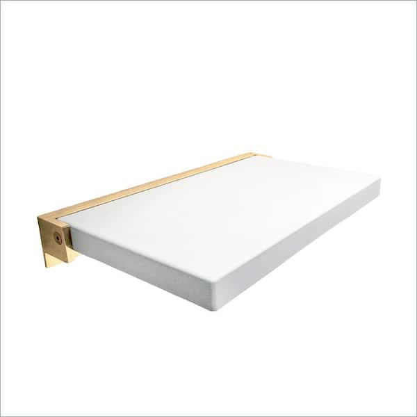 Preston 20 in. W x 14 in. D Vinyl Flip-Up Shower Seat in White and Champagne Bronze