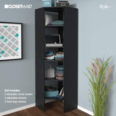 Style+ 25.12 in. D x 25.12 in. W x 82.46 in. H Noir Wood Closet System Corner Tower