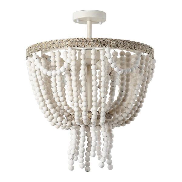 white beaded semi flush light