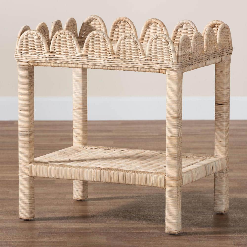 bali & pari Sumana 25.6 in. Natural Rectangle Wicker Rattan End Table 244-13674-HD