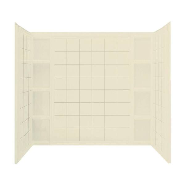 STERLING Ensemble 43-1/2 in. x 60 in. x 54-1/4 in. Three Piece Direct-to-Stud Tub and Shower Wall with Backer in Almond