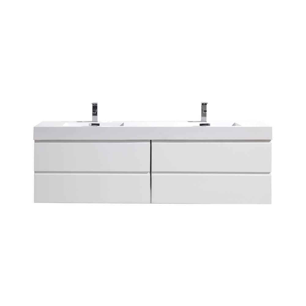 Fortune 72 in. W Bath Vanity in High Gloss White with Reinforced Acrylic Vanity Top in White with White Basins price history on PriceWatchPro