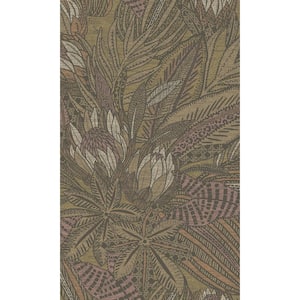 Ochre Bold Leaves and Protea Flowers Tropical-Shelf Liner Non-Woven Non-Pasted Wallpaper (57 sq. ft.) Double Roll