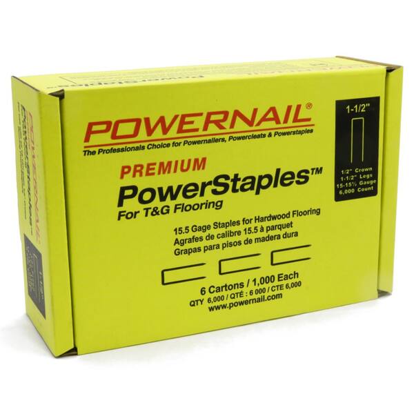 POWERNAIL 1-1/2 in. 15-1/2-Gauge Hardwood Flooring PowerStaples 6000 Per Box