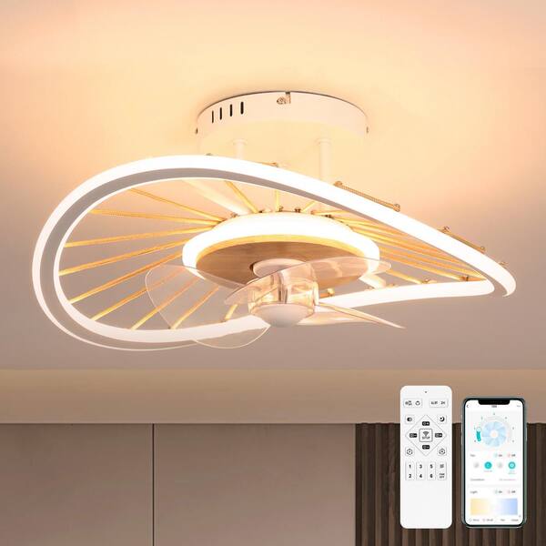 Ceiling Fan with Light,Modern Indoor Flush Mount Ceiling Fan with Dimmable  LED Light and Remote Control 3 Color Temperatures 6 Gear Wind Speed for