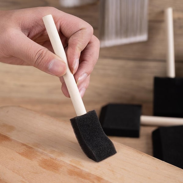 4 Pieces Small Size Foam Sponge Brush Wood Handles Sponge Foam Brush In  Black For Acrylics