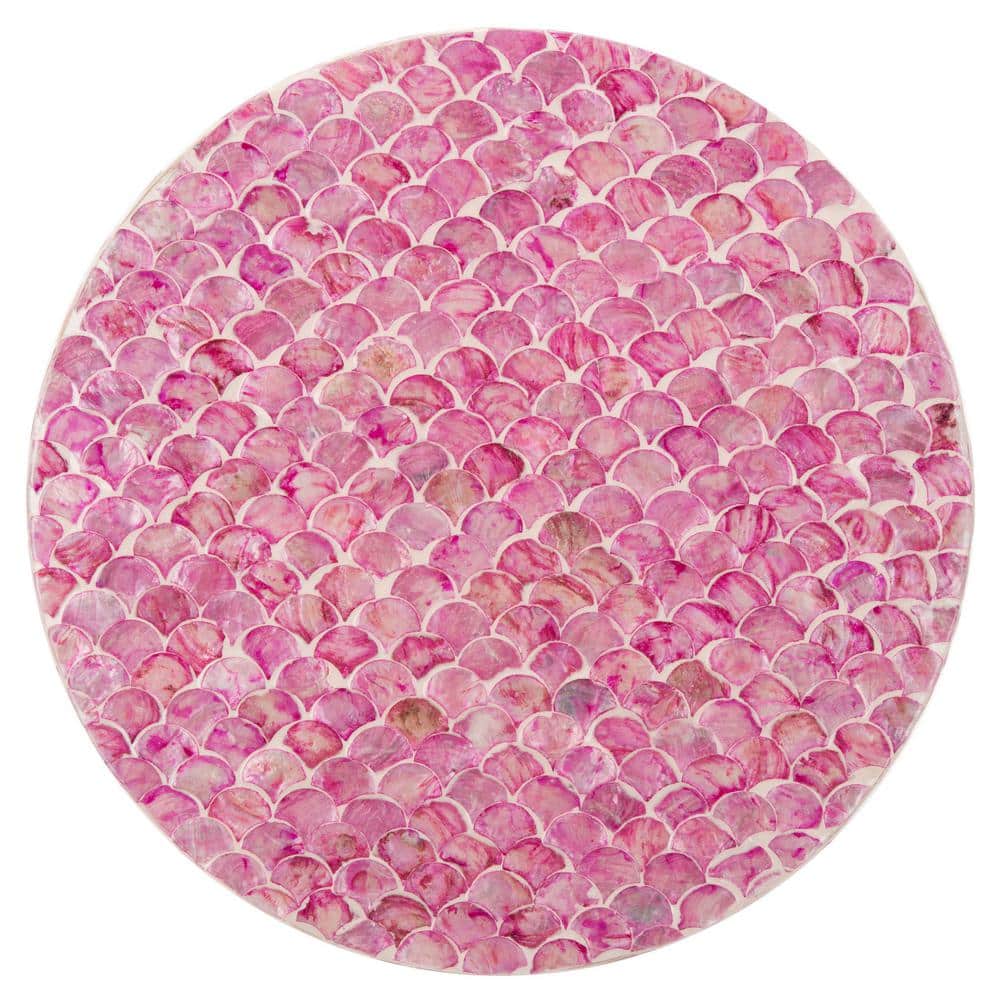 Emberlyn 22" Dark Pink Round Wood Accent Table