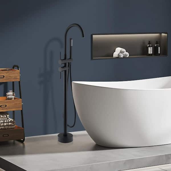 Satico 45 5/8-in 2-Handle Residentail Freestanding Tub Faucet with Hand Shower in Matte Black