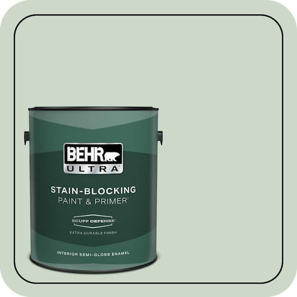BEHR ULTRA 1 gal. #450E-2 April Mist Extra Durable Semi-Gloss Enamel ...