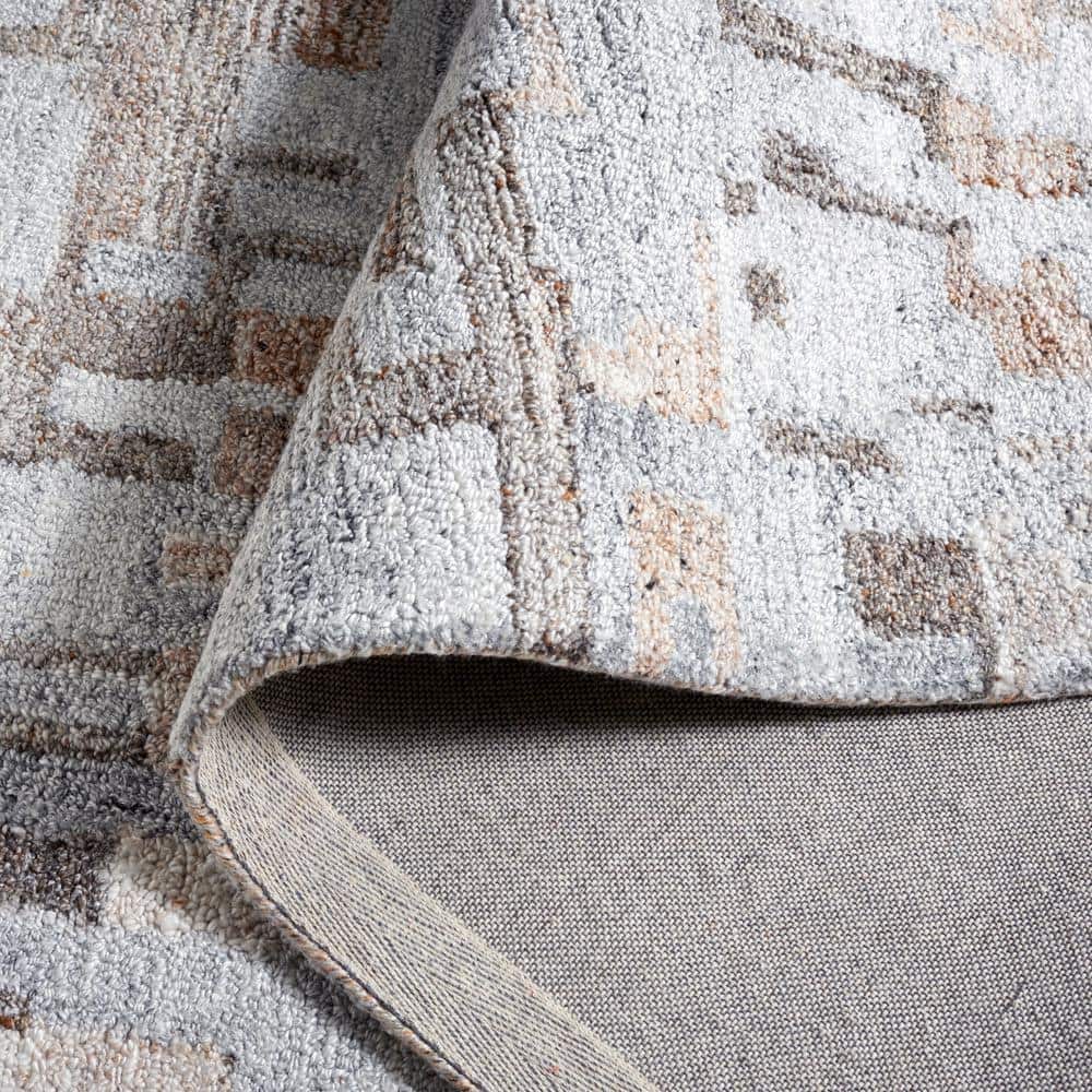 Gray and Brown Abstract Wool Blend 6' x 9' Area Rug