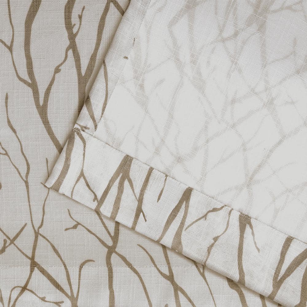 Oakdale Taupe Light-Filtering Polyester Linen Grommet Curtains, 54"x96"