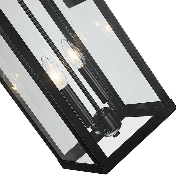 TRUE FINE Jefferson 2-Light 25.7 in. Black Large Outdoor Wall