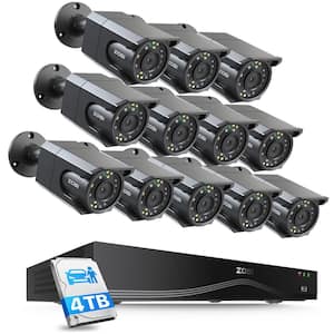 4K 8MP 24-Channel 4TB POE NVR Security Camera System with 12 Wired Outdoor Cameras, AI Detection, Dual-Disk, Cooling Fan
