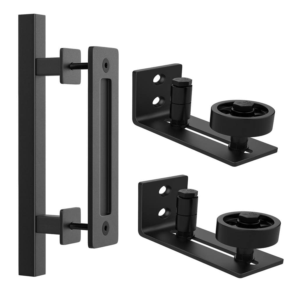12 in. Black Barn Door Handle Set with 8-in-1 Adjustable Floor Guide price history on PriceWatchPro