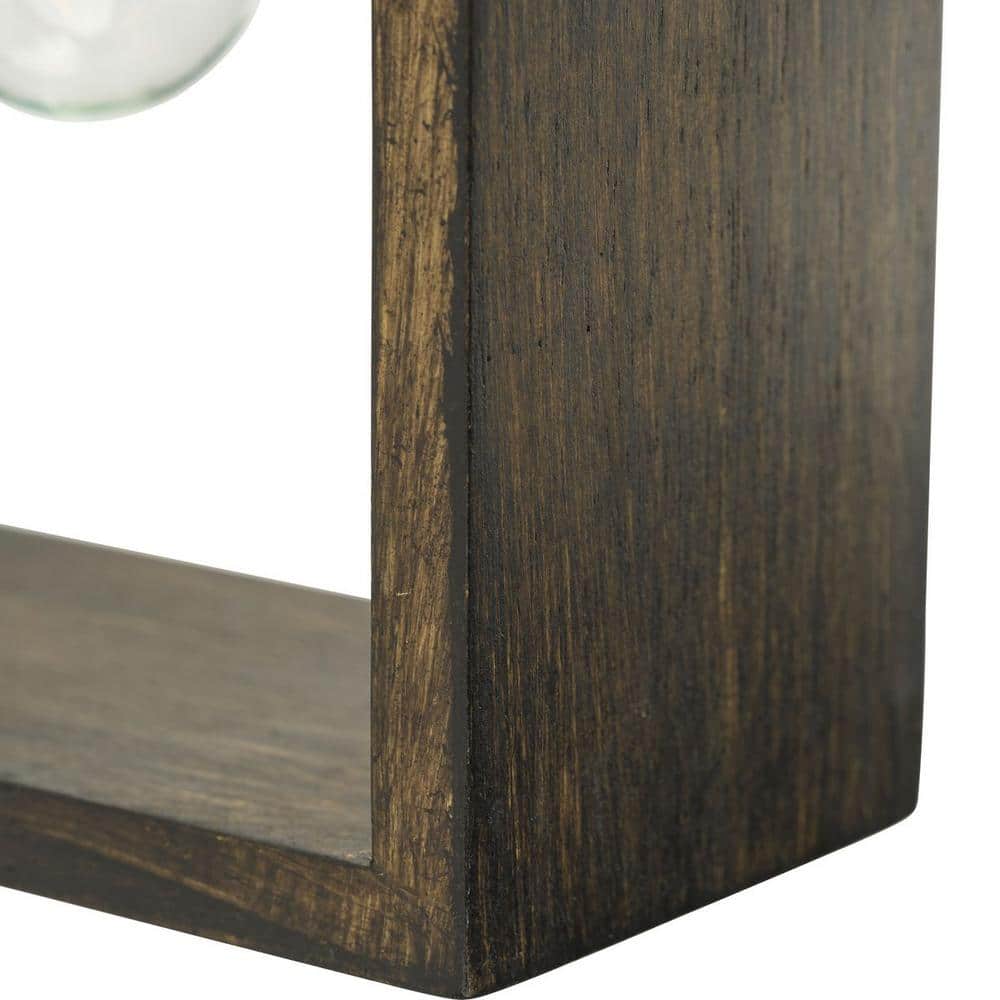 Matte Black Natural Wood Rectangle Wall Sconce
