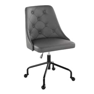Marche Faux Leather Adjustable Height Office Chair in Grey Faux Leather and Black Metal