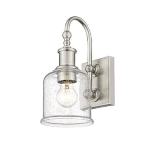 Bryant 5.5 in. 1-Light Brushed Nickel Wall Sconce-Light with Glass Shade