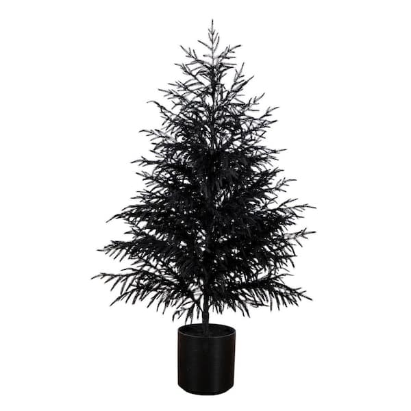 5ft. Artificial Halloween Real Touch Black Norfolk Pine Christmas Tree with Natural Look