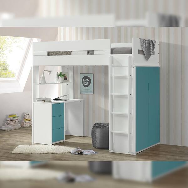 Teal loft online bed with desk