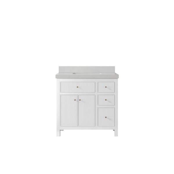 Willow Collections Sonoma 36 in. W x 22 in. D x 36 in. H Single Sink Bath Vanity Center in White with 2" Carrara Quartz Top