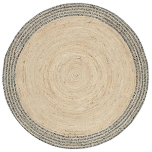 Cape Cod Ivory/Steel Gray 4 ft. x 4 ft. Round Border Area Rug