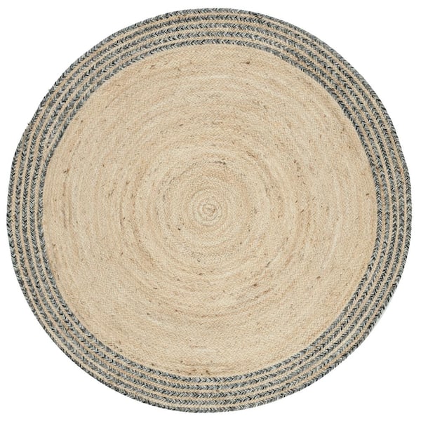 SAFAVIEH Cape Cod Ivory/Steel Gray 4 ft. x 4 ft. Round Border Area Rug