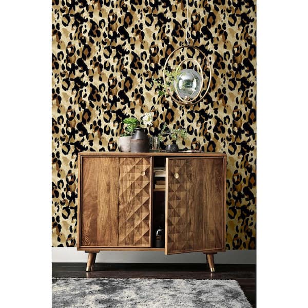 40.5 sq. ft. Fallburn Tan Leopard Print Vinyl Peel and Stick Wallpaper Roll