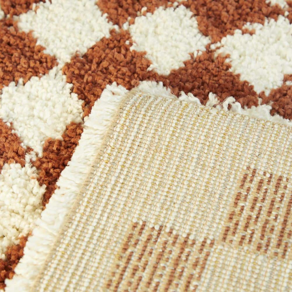 Himalaya Sherpa-Inspired Burnt Orange 8' x 10' Geometric Shag Rug