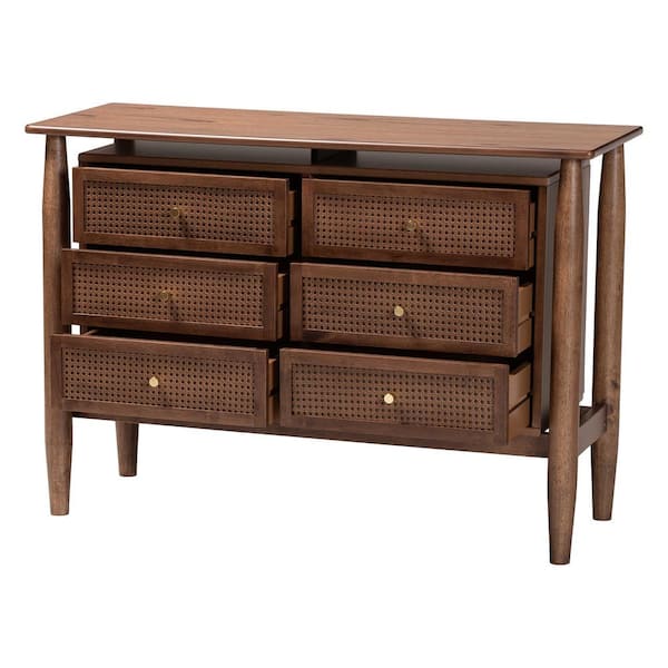 Baxton Studio Alyssa Walnut Brown 6 Drawer 47.2 in. Dresser 252 13950 HD The Home Depot