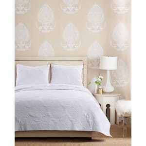 Cameo Whisper 2-Piece White Twin Quilt Set