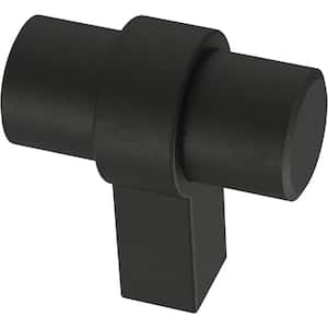 Simple Wrapped Bar 1-1/4 in. (32 mm) Matte Black Cabinet Knob (10-Pack)
