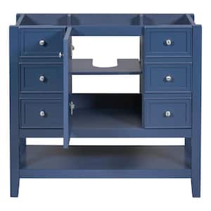 35.5 in. W x 18 in. D x 32.9 in. H Bath Vanity Cabinet without Top with 3-Drawers, Adjustable Shelf in Blue