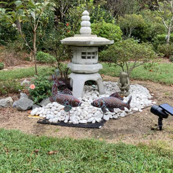 2 Koi Fish Antique Copper Outdoor Garden Statues 0987DMXGB - The