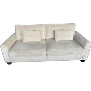 80 in. W Beige Square Arms Corduroy Fabric Sofa Wood Leg Loveseat with Removable Cushions