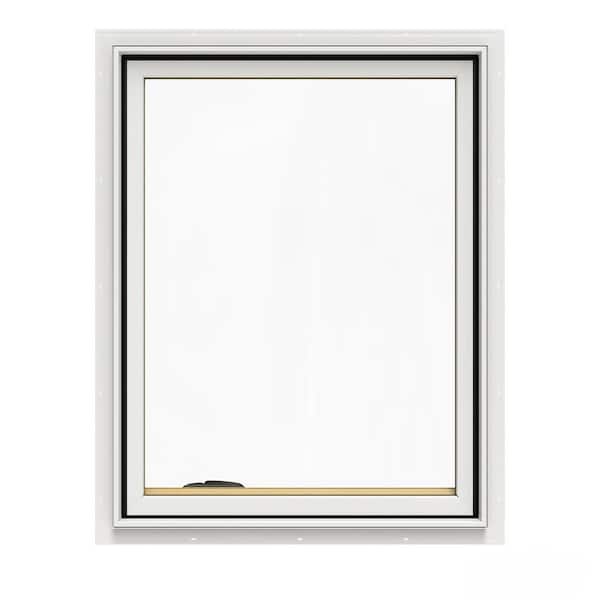 JELD-WEN 24.75 in. x 36.75 in. W-2500 Series White Painted Clad Wood Left-Handed Casement Window with BetterVue Mesh Screen