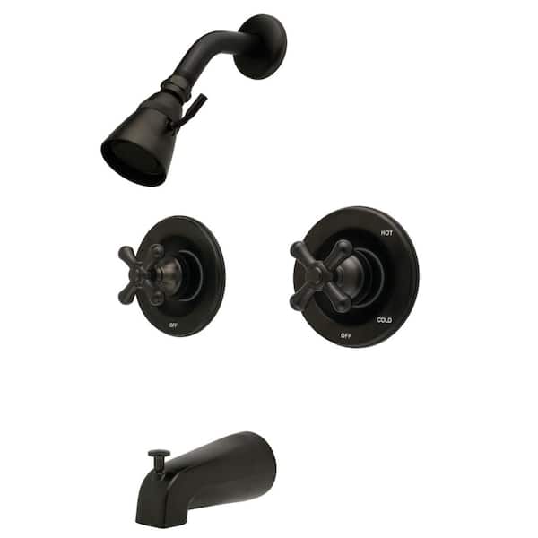 Kingston Brass Vintage Double Handle 1-Spray Tub and Shower Faucet 2 GPM with Corrosion Resistant in Oil Rubbed Bronze