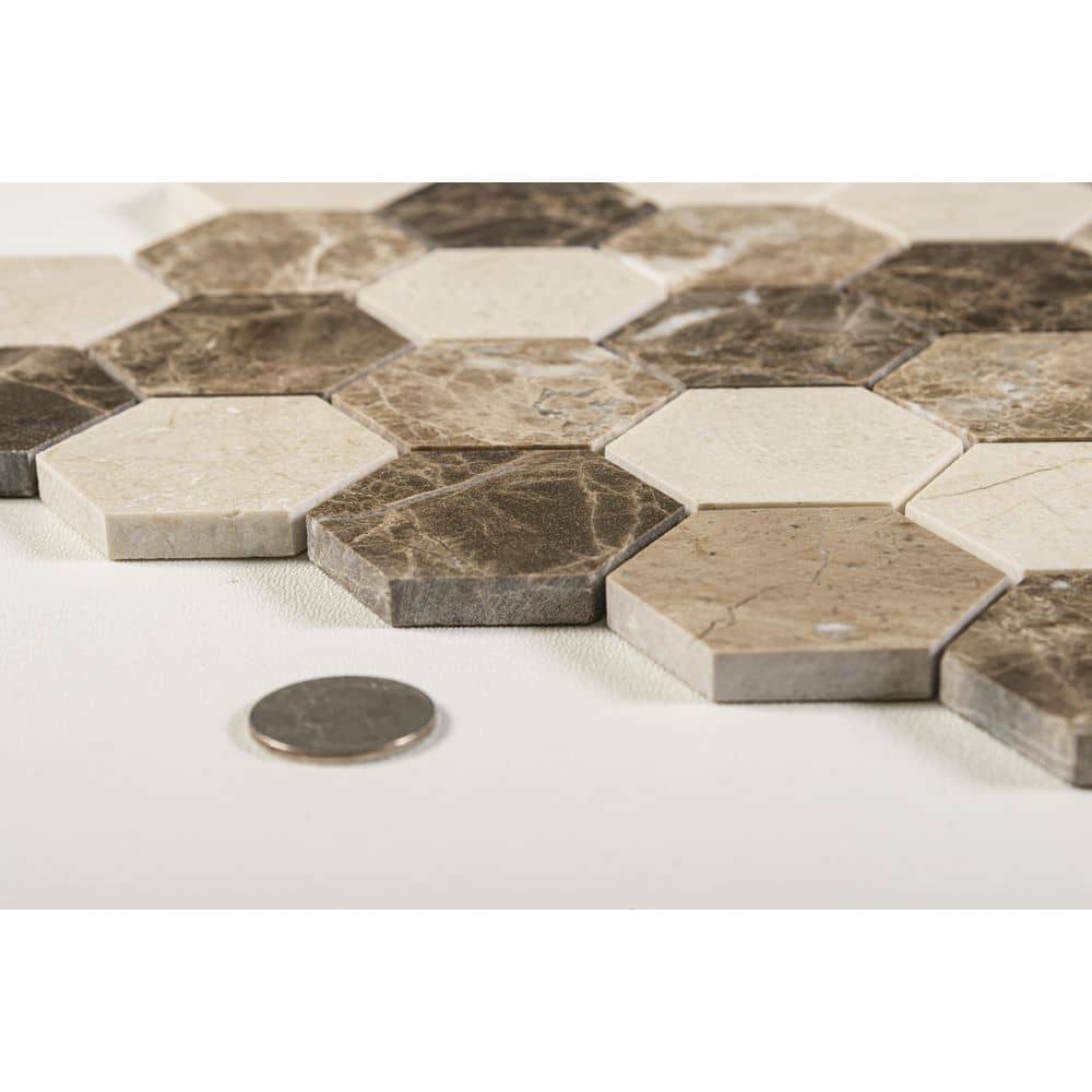 Montage Brown and Tan Matte Honeycomb Mosaic Tile
