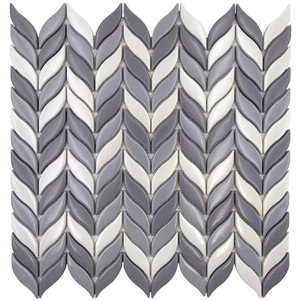 Apollo Tile Alabaster Gray; White 11.6 in. x 12.1 in. Recycled Glass Floor and Wall Mosaic Tile(9.75 sq. ft.) (10-Pack)