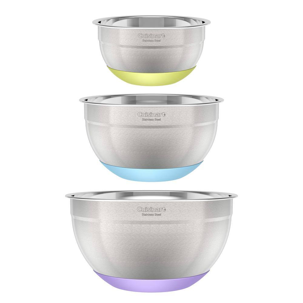 Stainless Steel Mixing Bowl Set with Non-Slip Base, 3 Pieces