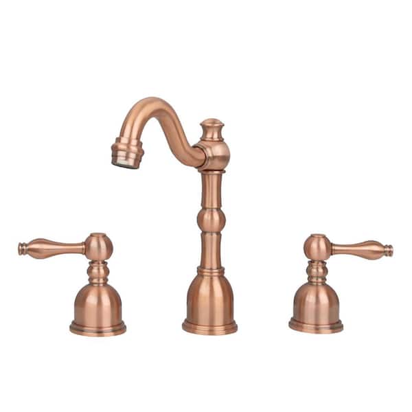 Akicon 8 in. Widespread 2-Handle Mid-Arc Bathroom Faucet in Copper