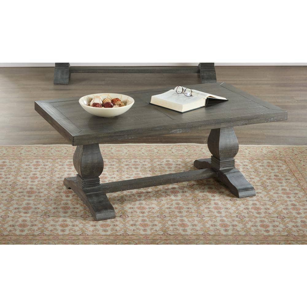 Napa Pedestal Reclaimed Pine Coffee Table in Reclaimed Natural and White