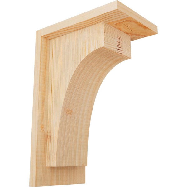 Ekena Millwork 5-1/2 in. x 8 in. x 12 in. Douglas Fir Huntington Smooth Corbel with Backplate
